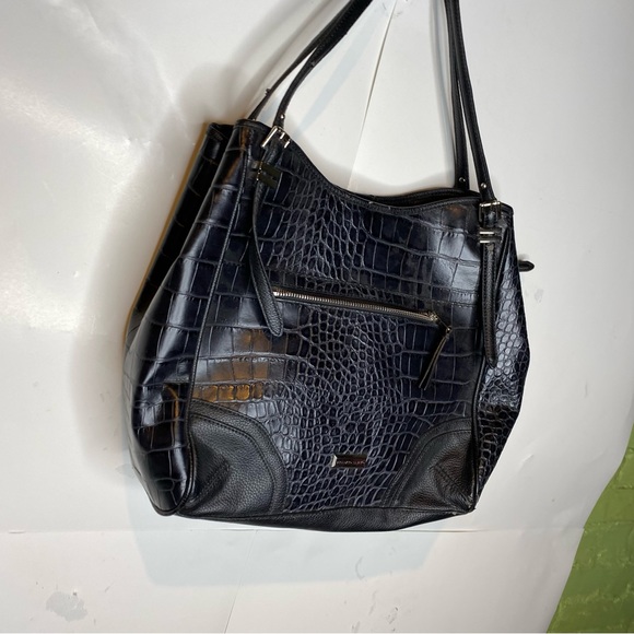 Franco Sarto moc Croc Faux leather shoulder tote handbag NWOT compartments lined - Picture 2 of 10